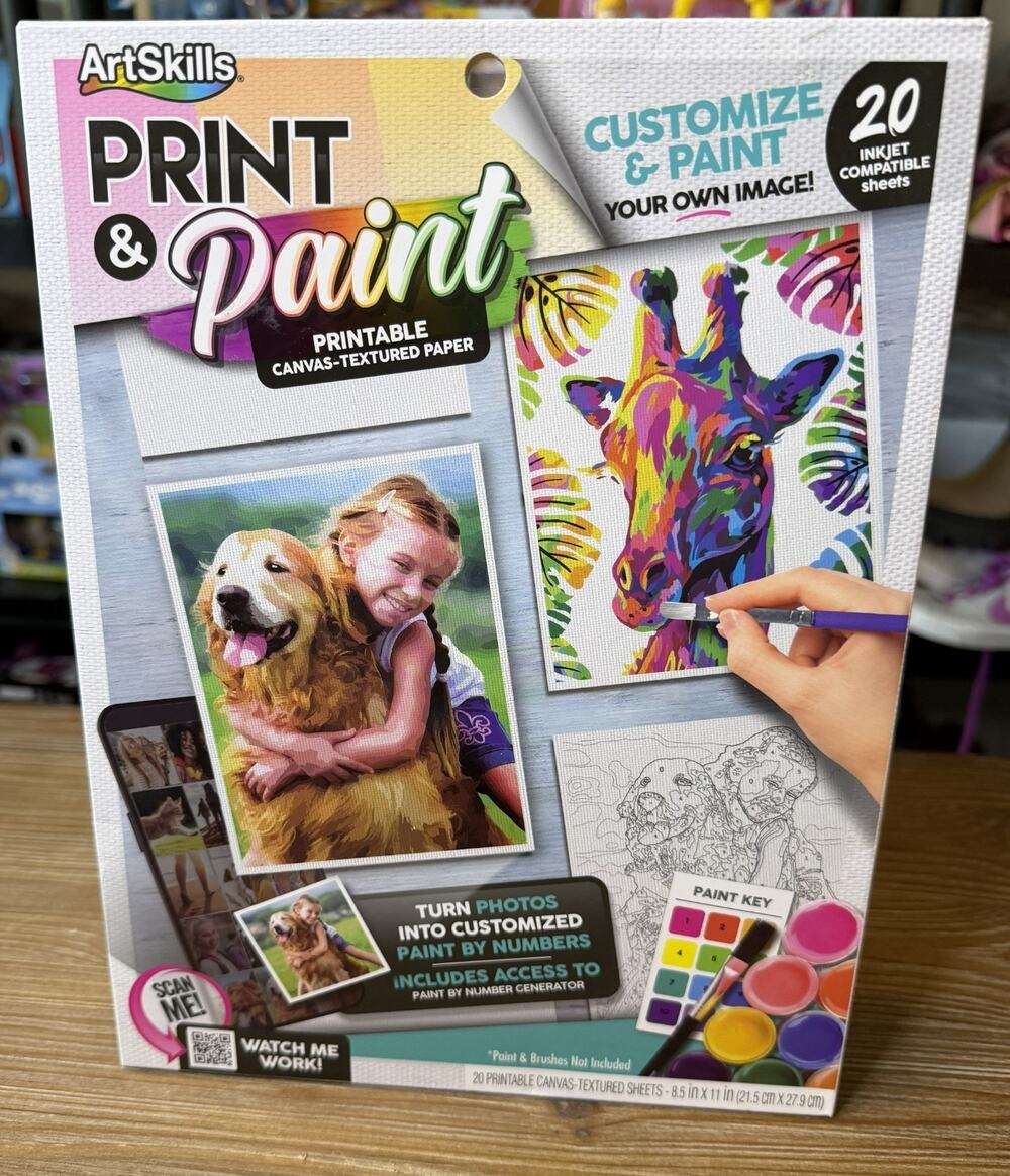 ArtSkills Print & Paint Canvas Paper – 20 Sheets (DIY Paint-by-Number Kit)